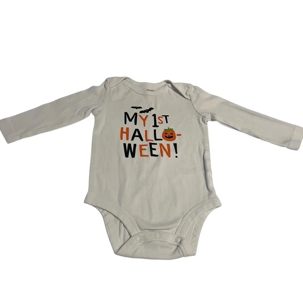 Carter’s Halloween 3pc Baby Set 9M Bodysuit Pants Bib‎ Pumpkin Fal